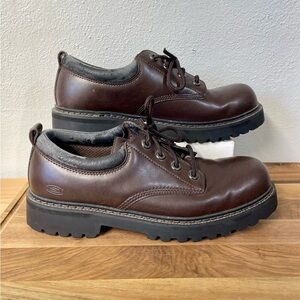 Skechers Men’s 12 Brown Leather Lace Up Workwear Comfort Shoes Everyday Wear